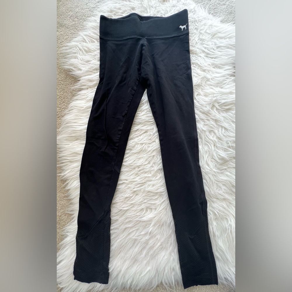 Y2K Victoria Secret PINK YOGA Black Legging With Mesh Design Size XS